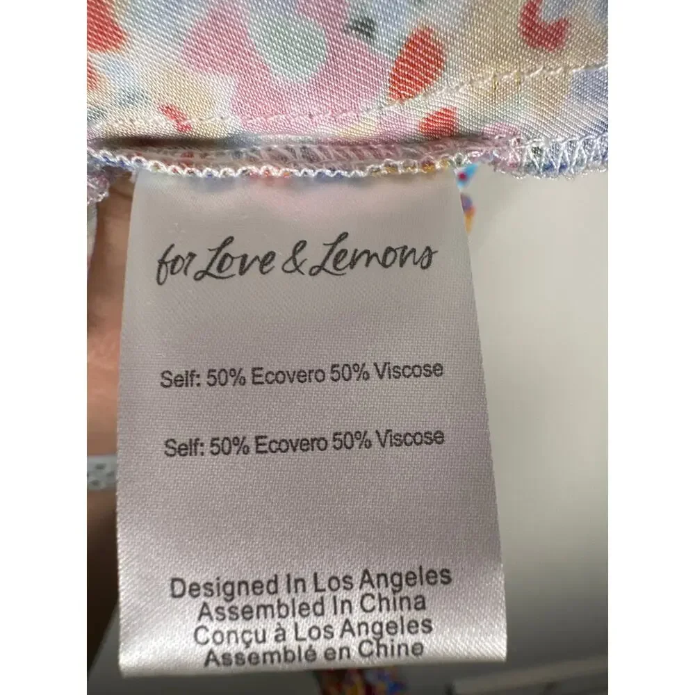 For Love & Lemons Sasha Floral Cropped Top In Blue Multi Size L Tie Front Flirty - Picture 9 of 10